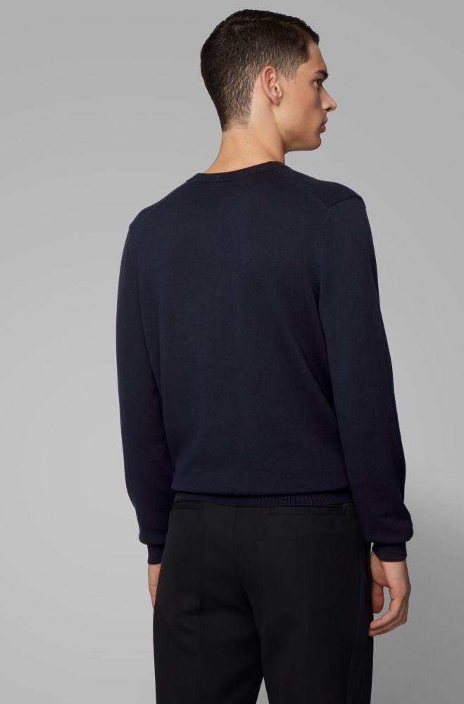 Hugo Boss Regular-fit sweater Mørke Blå | emwKf1HT