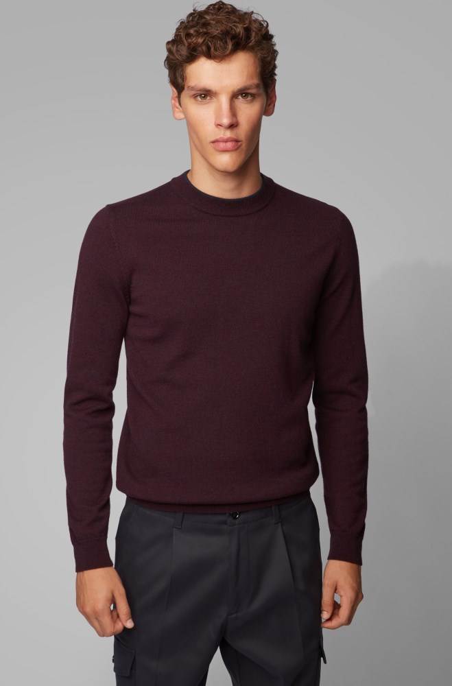 Hugo Boss Regular-fit sweater Mørke Lilla | xmrM2sGT