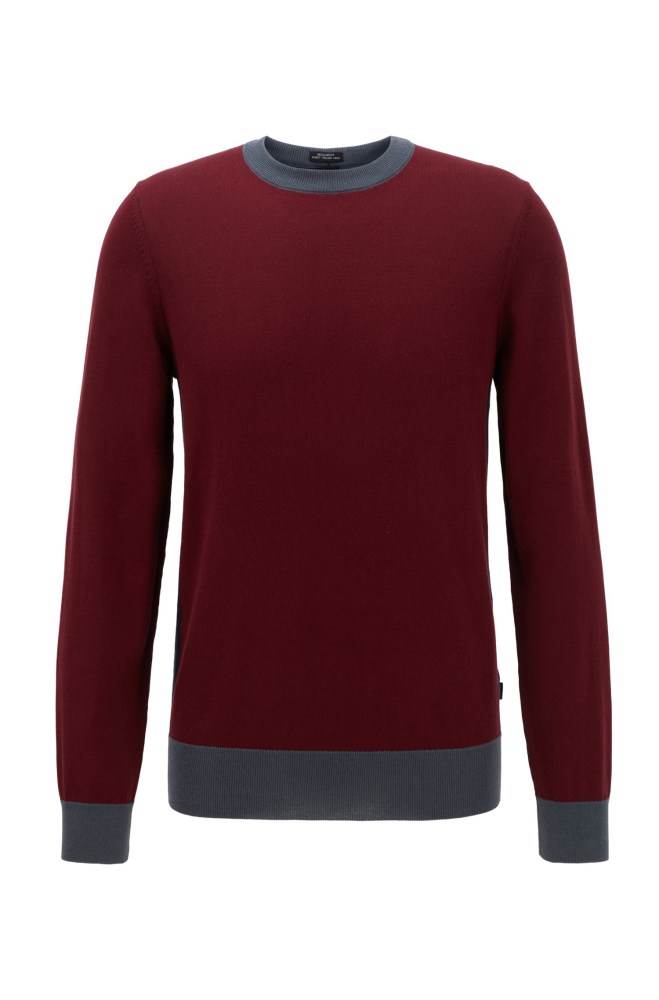 Hugo Boss Regular-fit sweater Mørke Rød | 7OX87exq