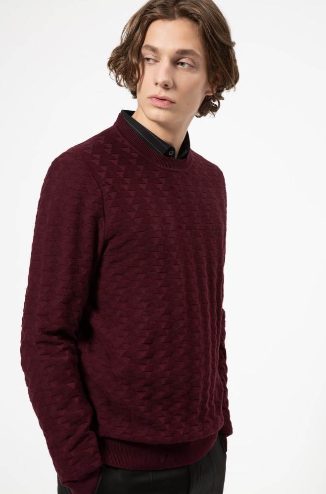 Hugo Boss Regular-fit sweater Mørke Rød | kp7YgoI8