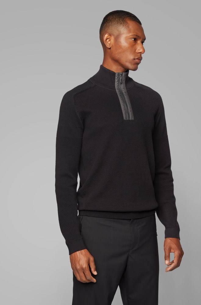 Hugo Boss Regular-fit sweater Svarte | Yon3hXVM