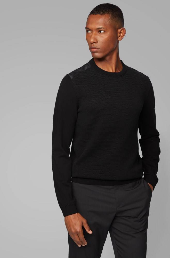 Hugo Boss Regular-fit sweater Svarte | oFe0EbTG