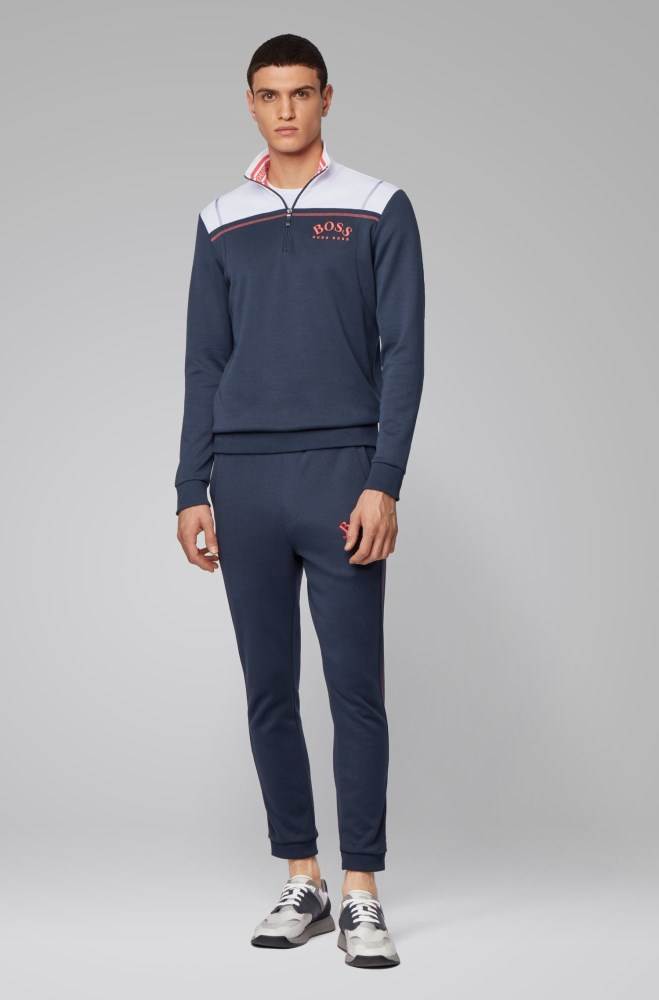 Hugo Boss Regular-fit sweatshirt Mørke Blå | 02C7qK4j