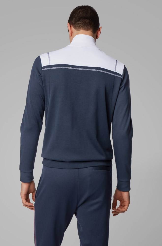 Hugo Boss Regular-fit sweatshirt Mørke Blå | 02C7qK4j