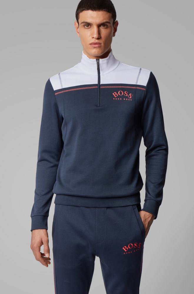 Hugo Boss Regular-fit sweatshirt Mørke Blå | 02C7qK4j