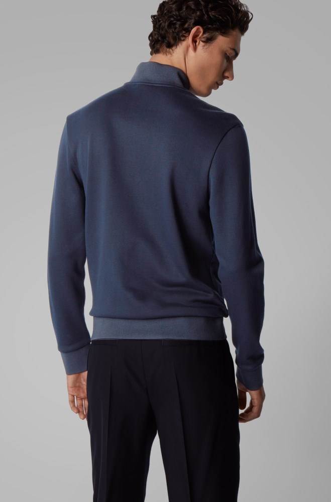 Hugo Boss Regular-fit sweatshirt Mørke Blå | TuqSWtU5