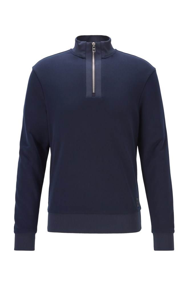 Hugo Boss Regular-fit sweatshirt Mørke Blå | TuqSWtU5