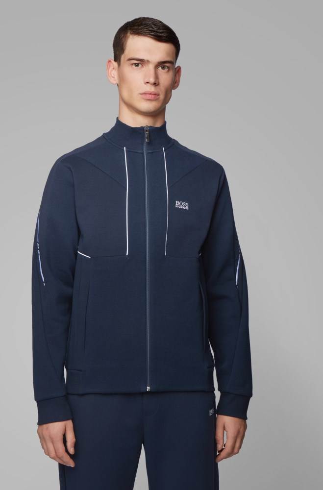 Hugo Boss Regular-fit sweatshirt Mørke Blå | zaA0I4WV