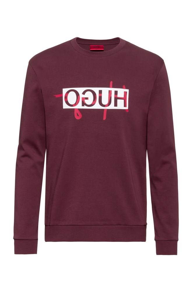 Hugo Boss Regular-fit sweatshirt Mørke Rød | o9IqOEJk