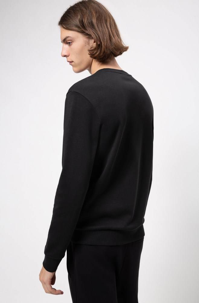 Hugo Boss Regular-fit sweatshirt Svarte | 0WXoZiJh