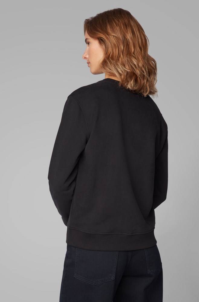 Hugo Boss Regular-fit sweatshirt Svarte | uB33oJ6a