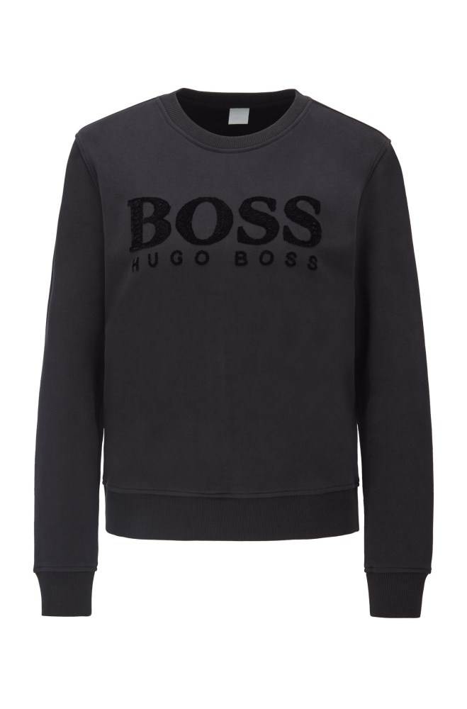 Hugo Boss Regular-fit sweatshirt Svarte | uB33oJ6a