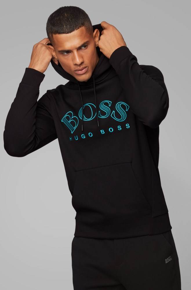 Hugo Boss Regular-fit sweatshirt Svarte | vK0y3BWS