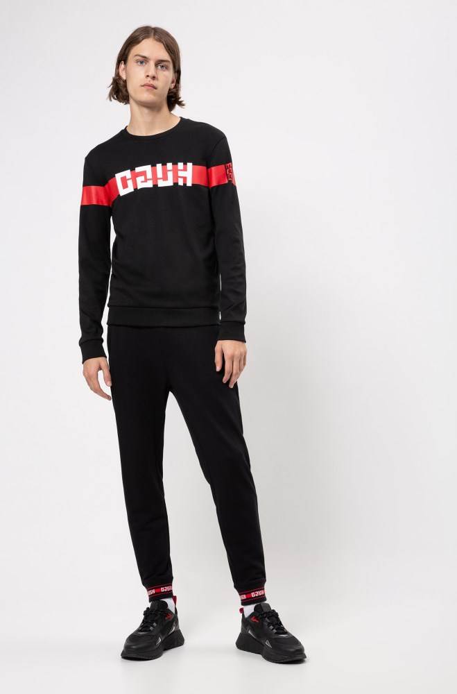 Hugo Boss Regular-fit sweatshirt Svarte | wr2KsvFF