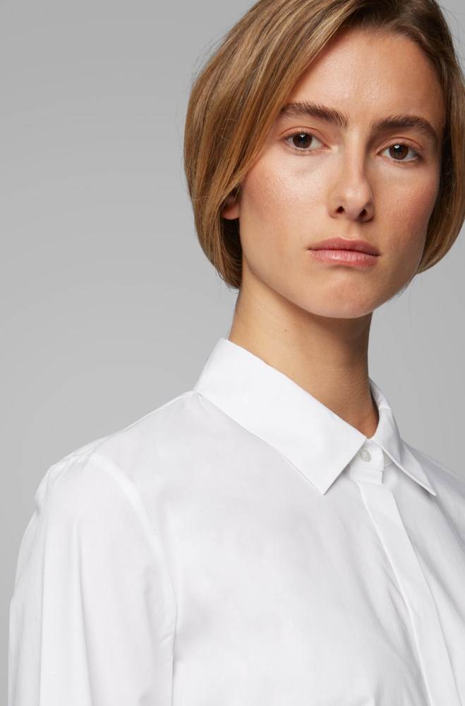 Hugo Boss Regular-fit tailored blouse Hvite | Om7R3HWL