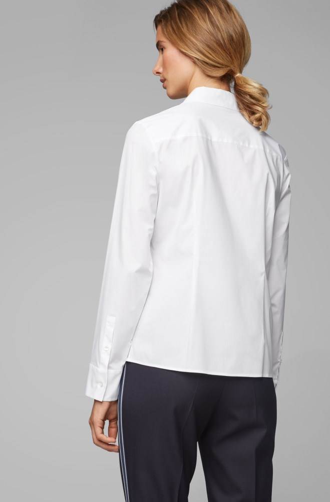 Hugo Boss Regular-fit tailored blouse Hvite | Om7R3HWL