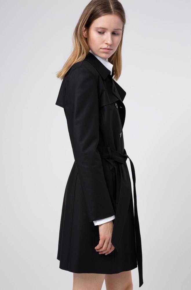 Hugo Boss Regular-fit trench coat Svarte | JfAQL0lE