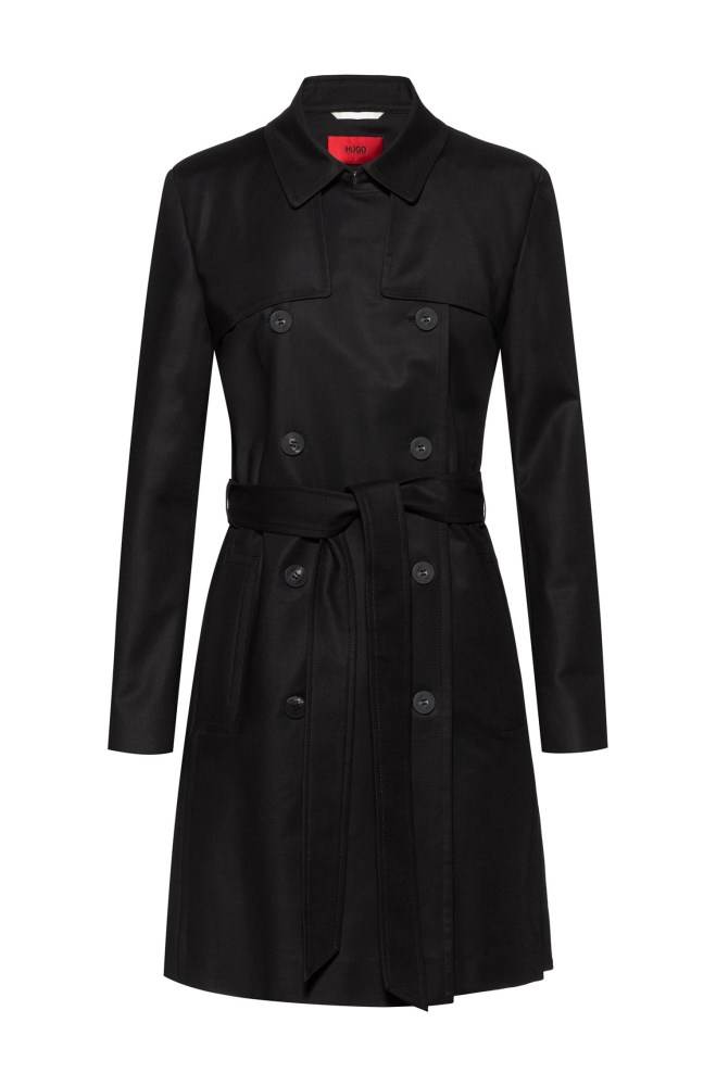 Hugo Boss Regular-fit trench coat Svarte | JfAQL0lE