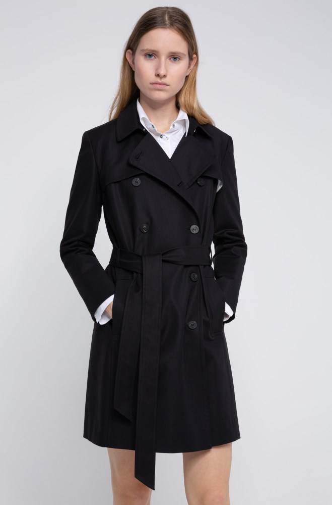 Hugo Boss Regular-fit trench coat Svarte | JfAQL0lE