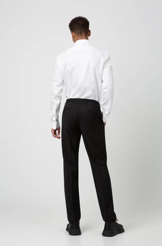 Hugo Boss Regular-fit trousers Svarte | FgfVYLbh