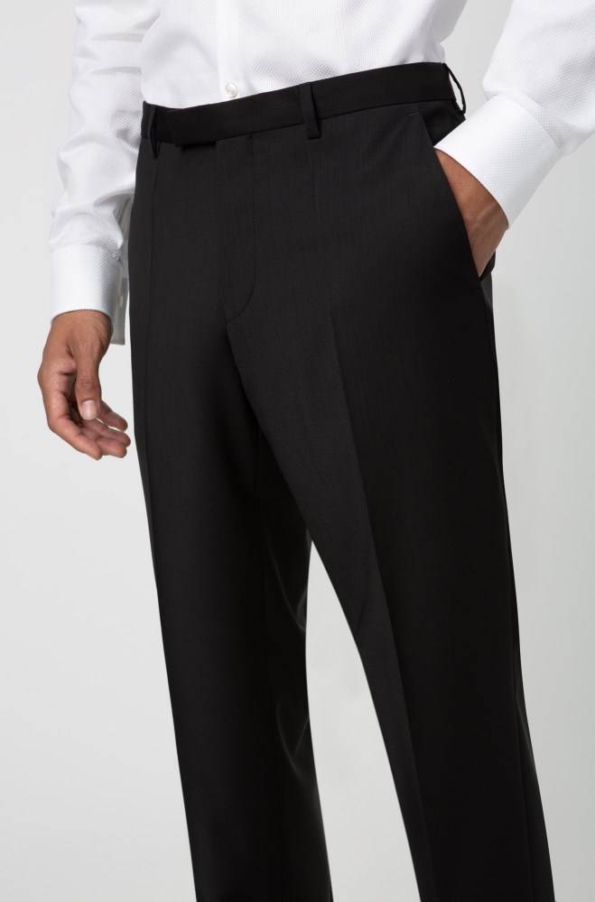 Hugo Boss Regular-fit trousers Svarte | FgfVYLbh