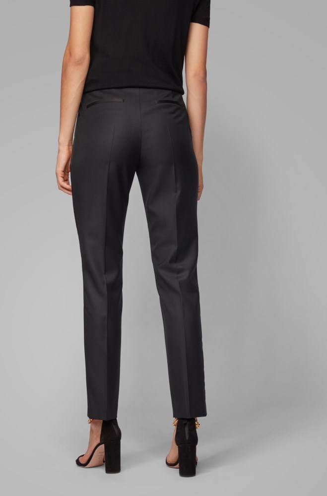 Hugo Boss Regular-fit tuxedo-inspired trousers Svarte | HwElw6fk