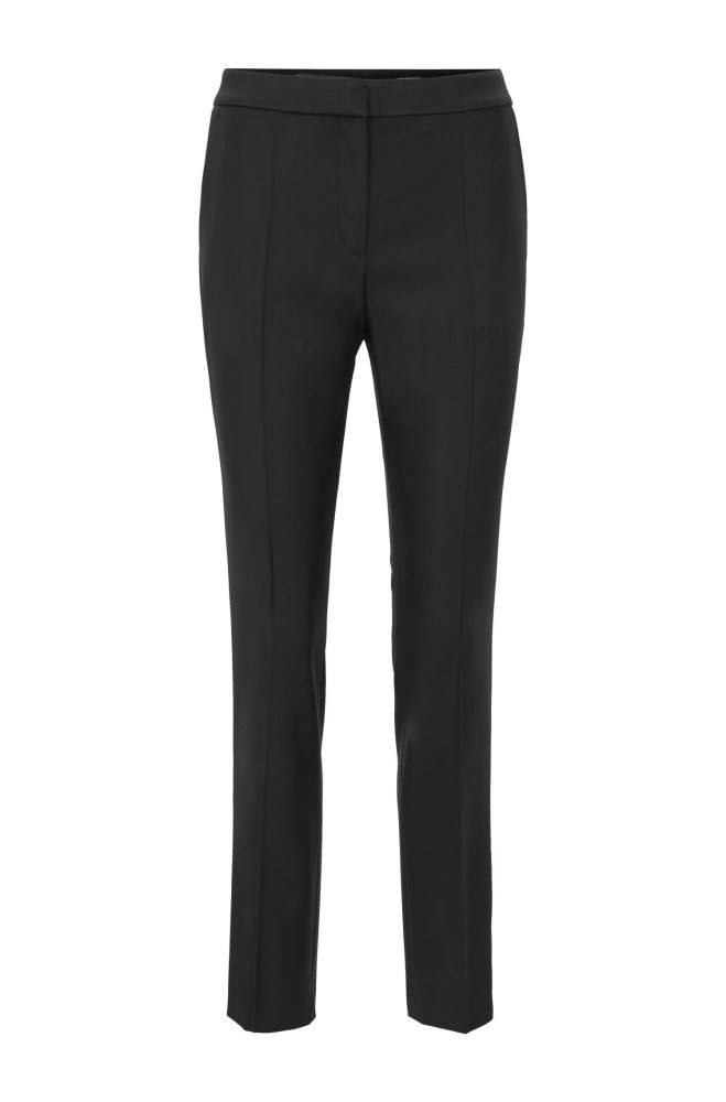 Hugo Boss Regular-fit tuxedo-inspired trousers Svarte | HwElw6fk