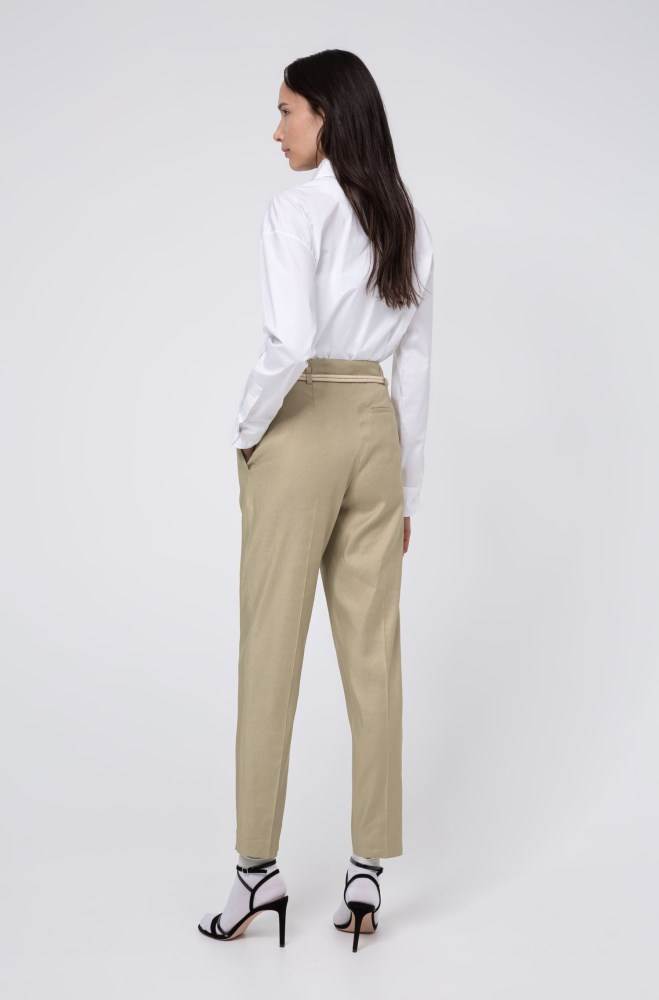 Hugo Boss Regular-fit twill trousers Beige | JJr8Ogmw