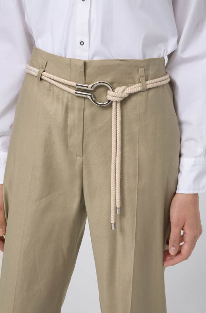 Hugo Boss Regular-fit twill trousers Beige | JJr8Ogmw