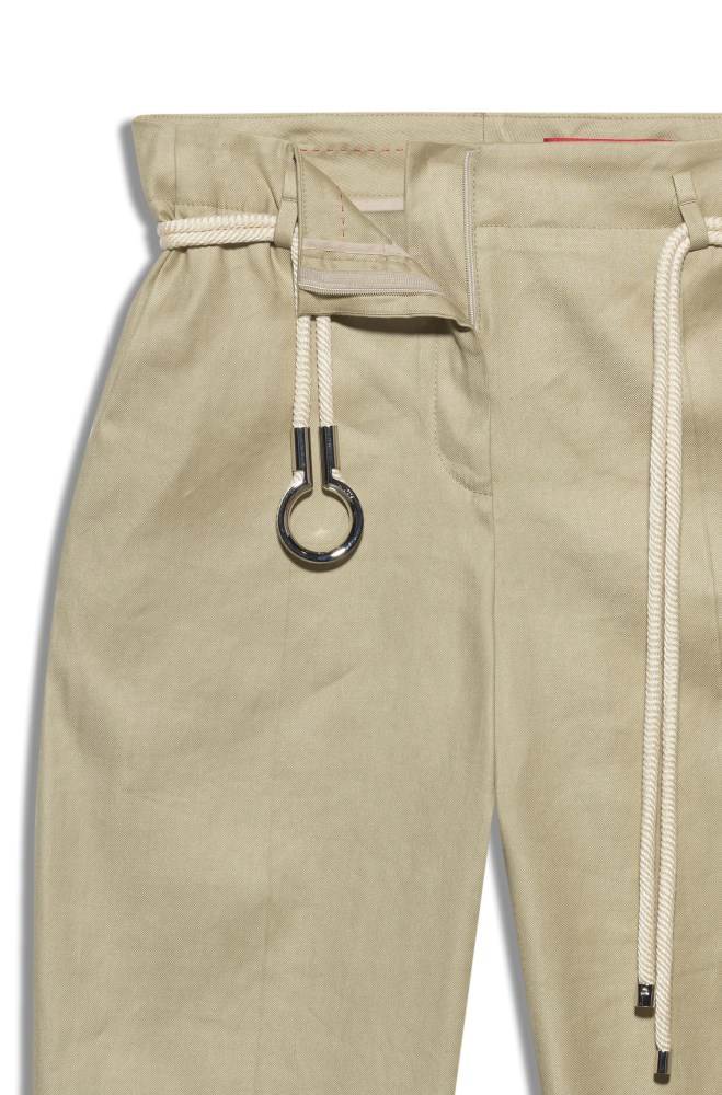 Hugo Boss Regular-fit twill trousers Beige | JJr8Ogmw