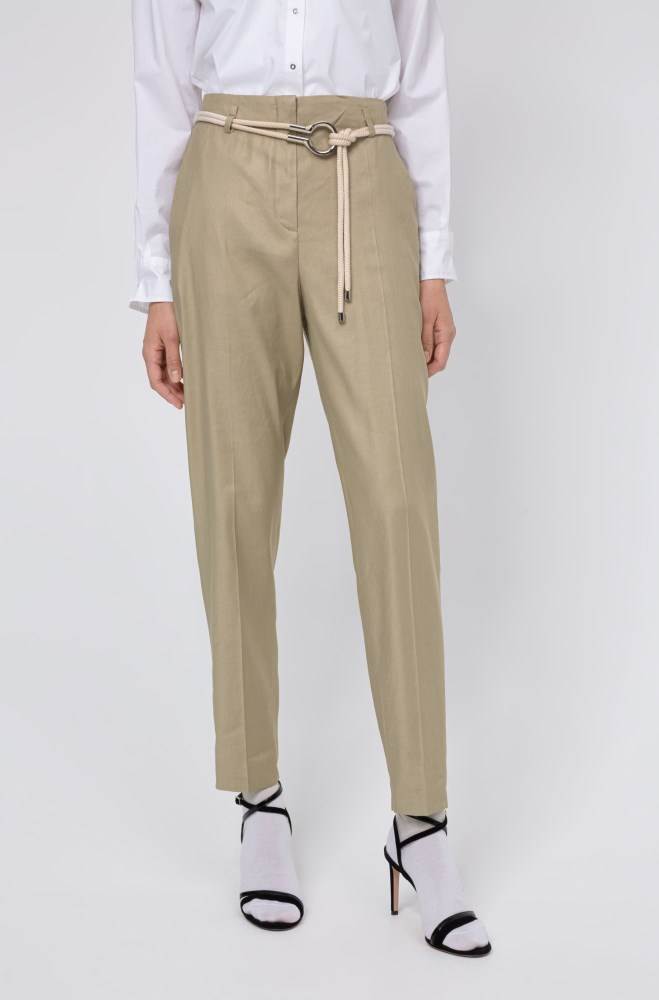 Hugo Boss Regular-fit twill trousers Beige | JJr8Ogmw