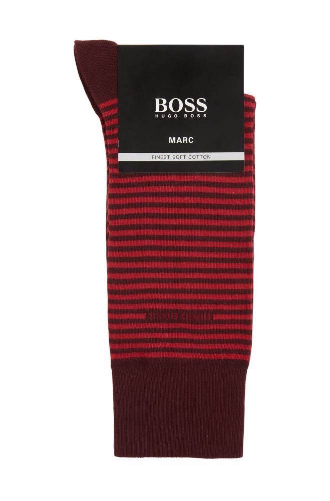 Hugo Boss Regular-length striped socks Mørke Rød | DanqVKrX