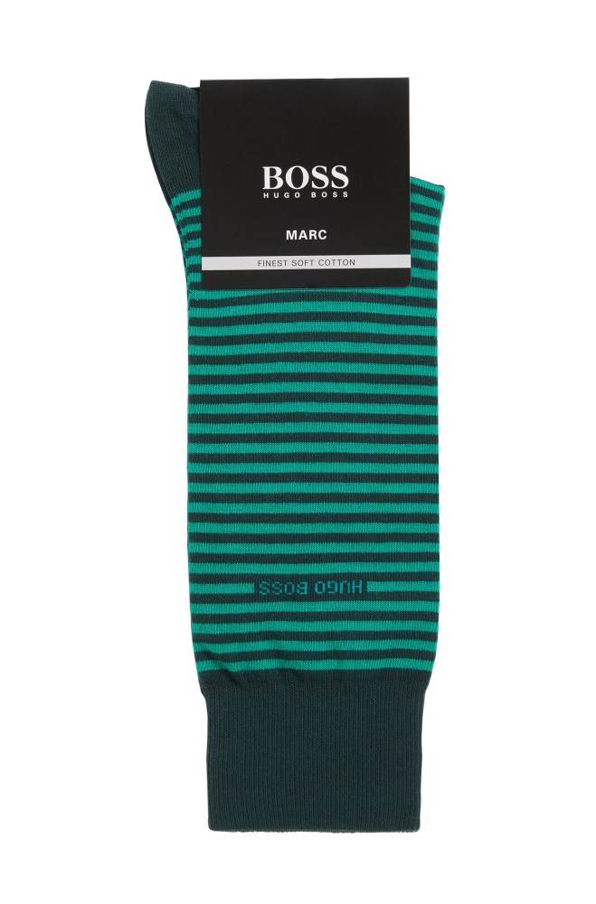 Hugo Boss Regular-length striped socks Mørke Grønn | LI5LUMcU