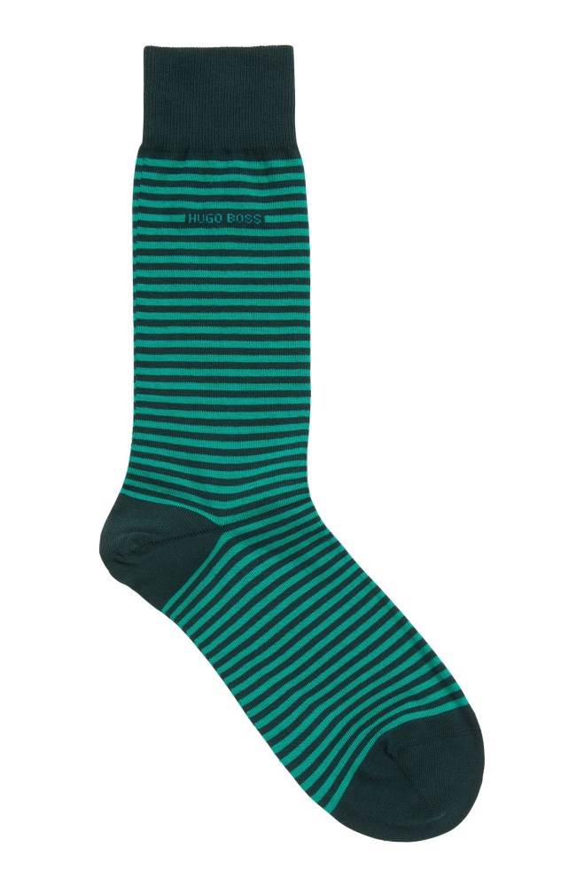 Hugo Boss Regular-length striped socks Mørke Grønn | LI5LUMcU