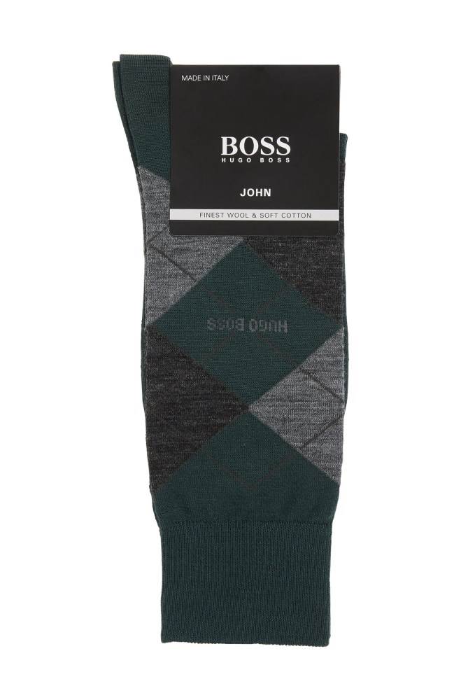 Hugo Boss Regular-length wool-blend socks Mørke Grønn | 7CE1kOYe