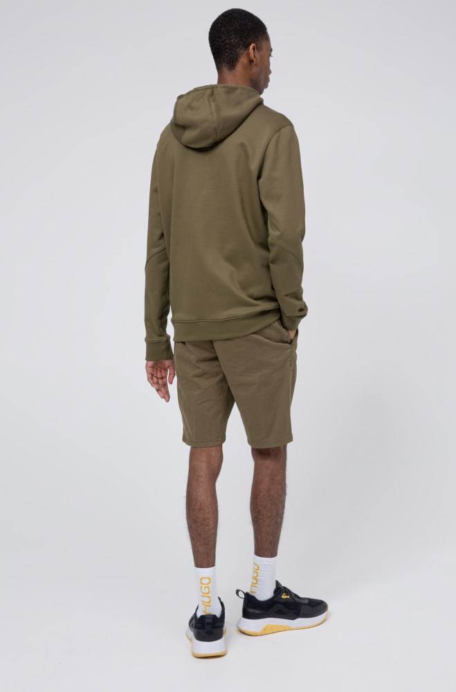 Hugo Boss Regular-rise shorts Khaki | UYenhZre