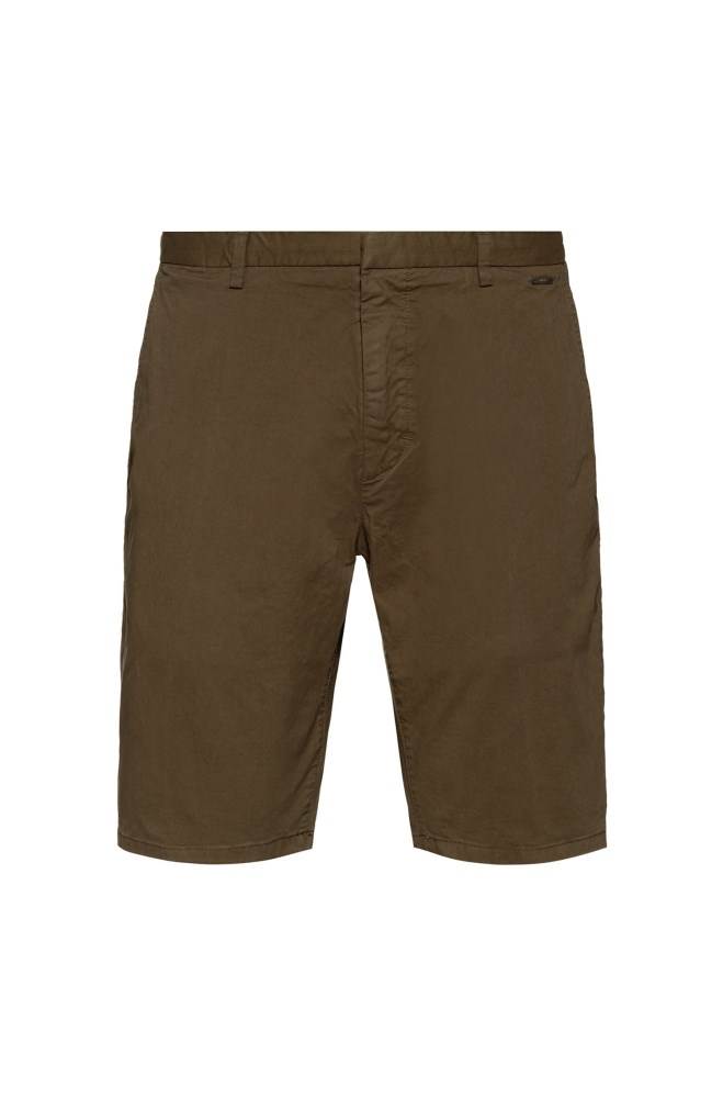 Hugo Boss Regular-rise shorts Khaki | UYenhZre