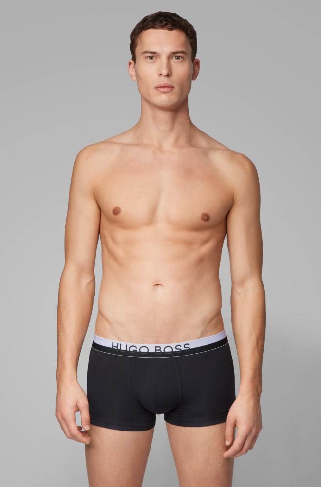 Hugo Boss Regular-rise stretch-jersey trunks Svarte | EpsYV7Zo