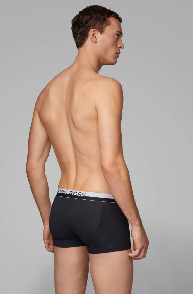 Hugo Boss Regular-rise stretch-jersey trunks Svarte | EpsYV7Zo