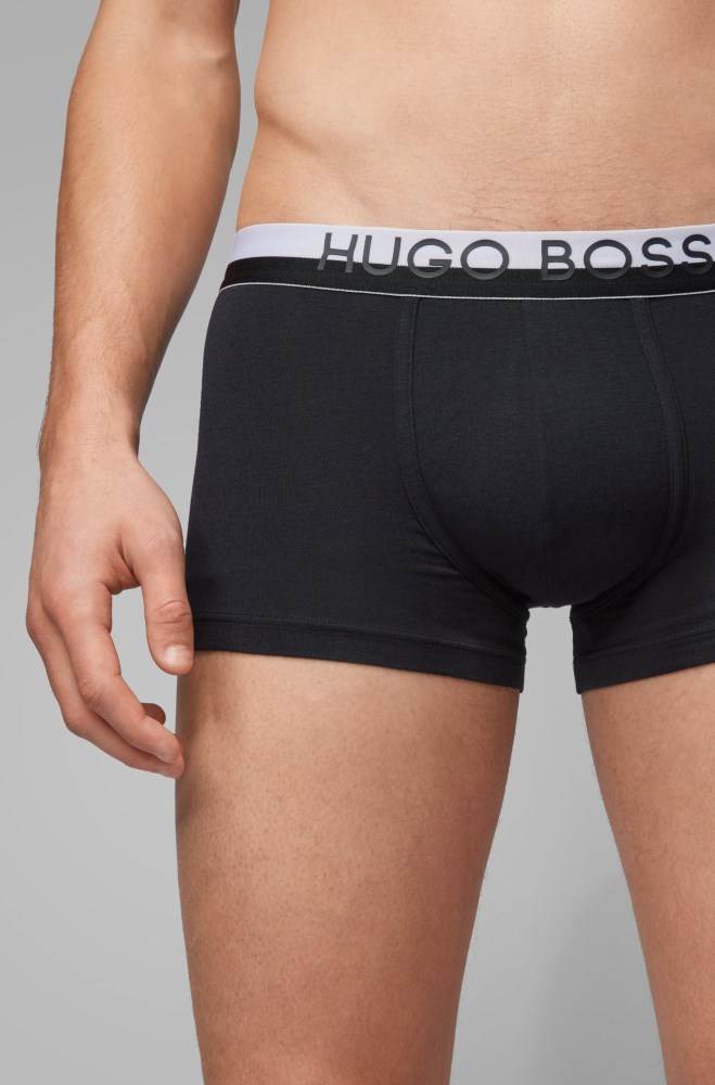 Hugo Boss Regular-rise stretch-jersey trunks Svarte | EpsYV7Zo