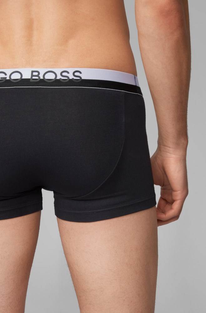 Hugo Boss Regular-rise stretch-jersey trunks Svarte | EpsYV7Zo