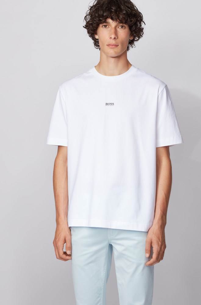 Hugo Boss Relaxed-fit T-shirt Hvite | B6ddesTs