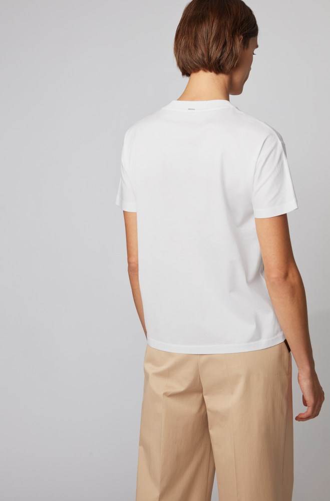 Hugo Boss Relaxed-fit T-shirt Hvite | VqmpX3Rh