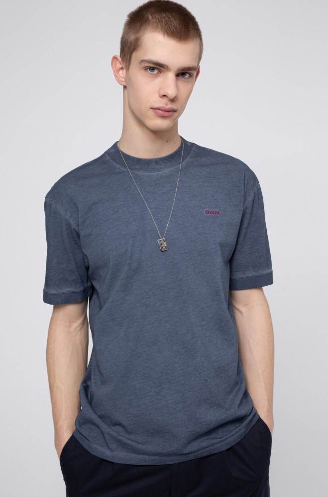 Hugo Boss Relaxed-fit T-shirt Mørke Blå | XVpyUFds