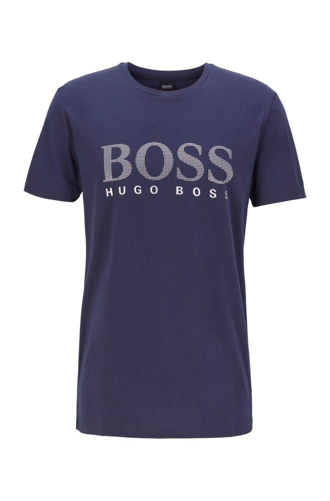 Hugo Boss Relaxed-fit beach T-shirt Mørke Blå | 1PPhzqKB