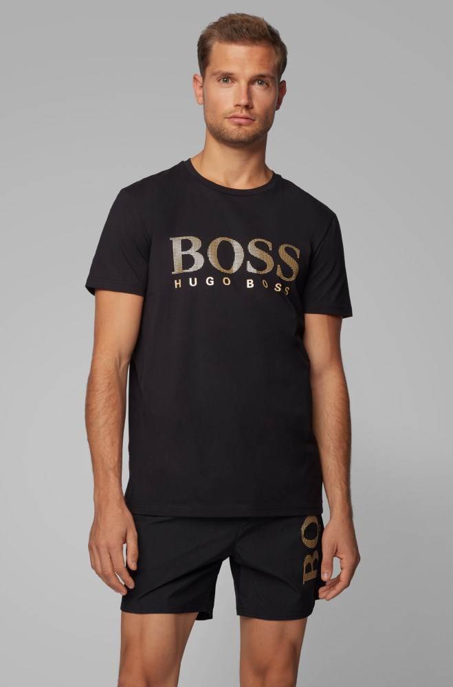 Hugo Boss Relaxed-fit beach T-shirt Svarte | J1p15AZa