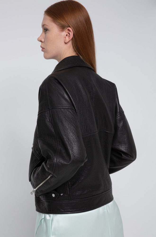 Hugo Boss Relaxed-fit biker jacket Svarte | dIdcZEDJ