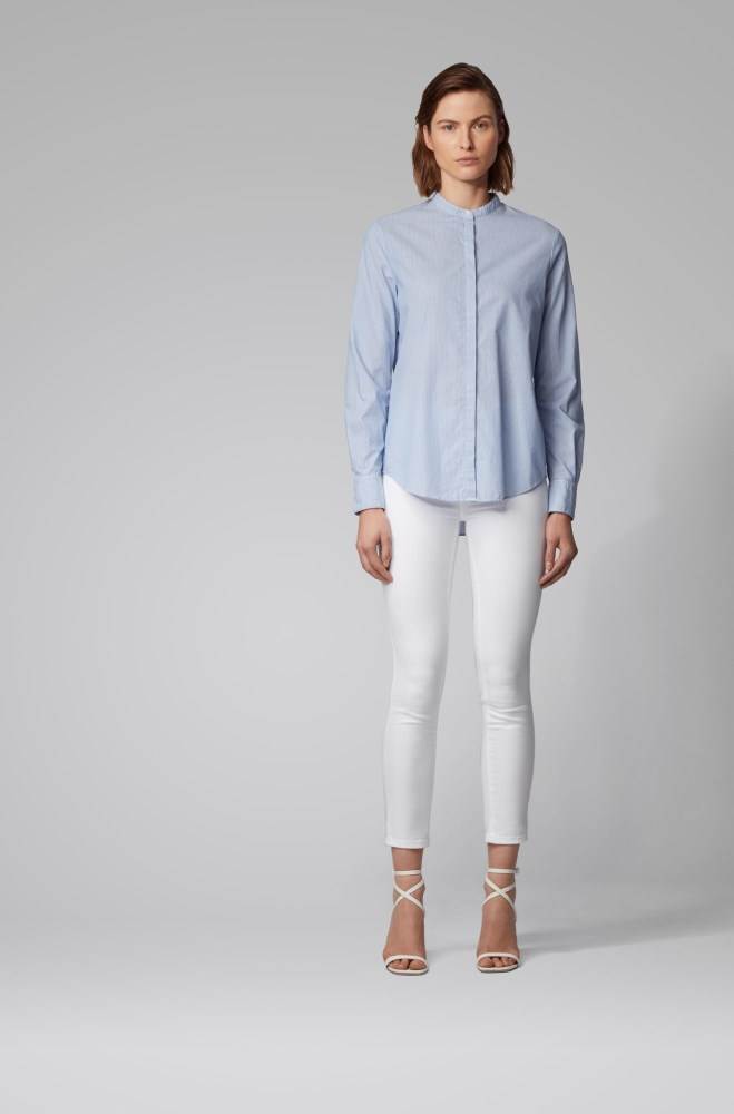 Hugo Boss Relaxed-fit blouse Blå | uE7vrdqx