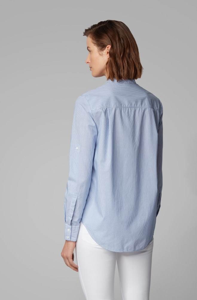 Hugo Boss Relaxed-fit blouse Blå | uE7vrdqx