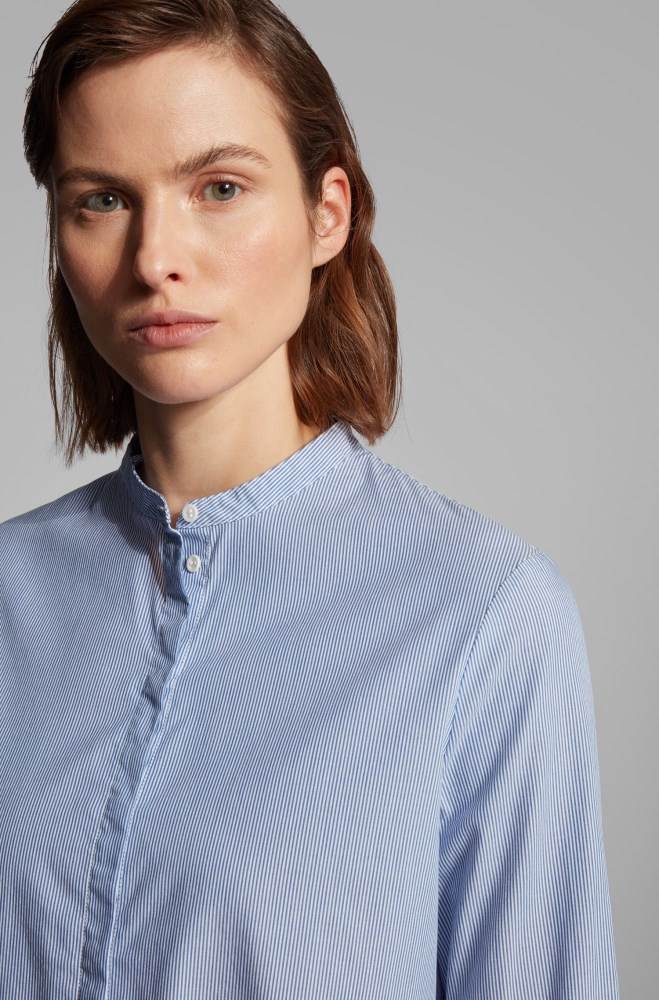 Hugo Boss Relaxed-fit blouse Blå | uE7vrdqx